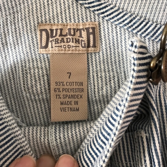 Duluth Blue and White Railroad Stripe Overall Bibs kids size 7 - Picture 3 of 5